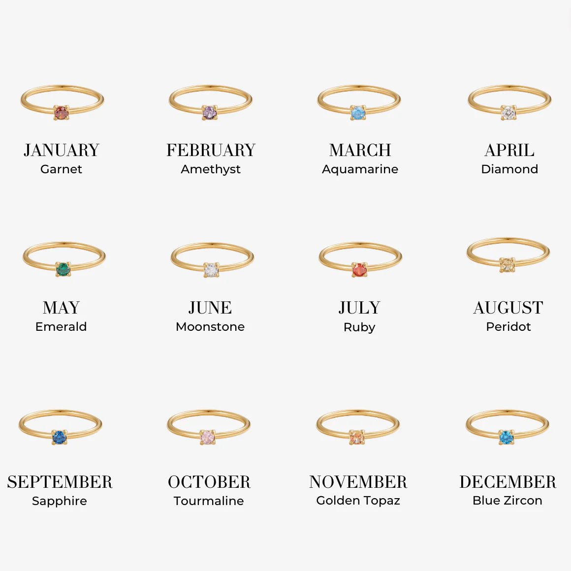 Birthstone 18K Gold Rings