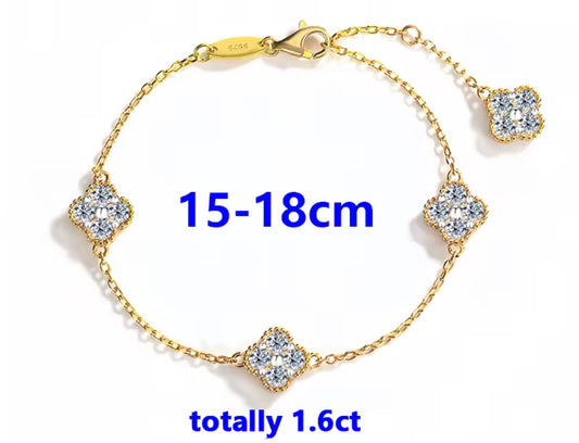 Luxe Gold Moissanite Clover Bracelet
