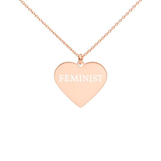 FEMINIST Engraved Silver Heart Necklace