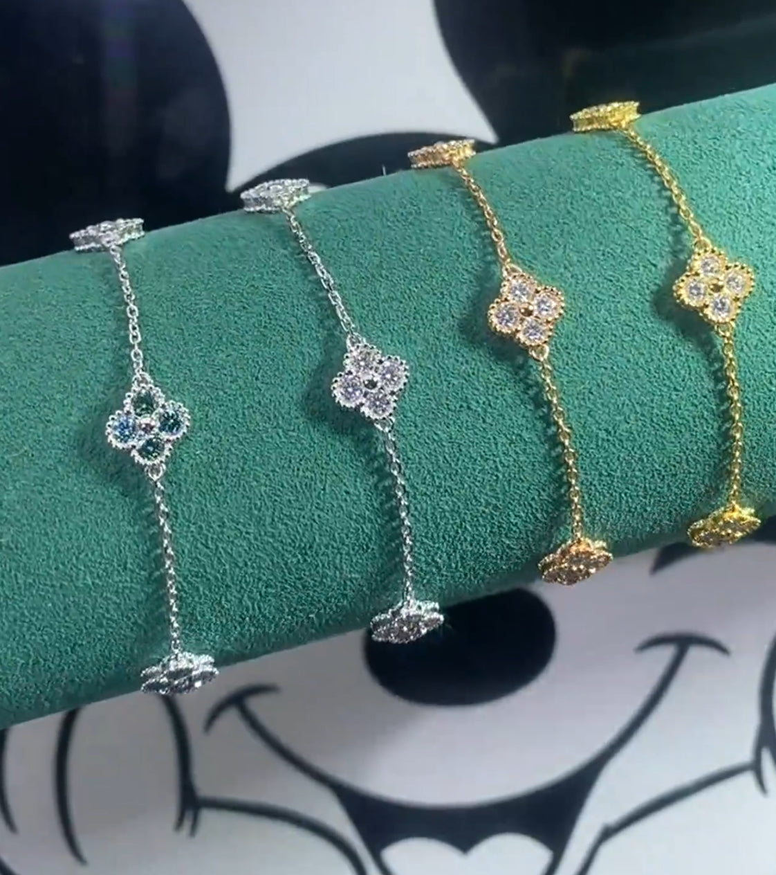 Luxe Silver Moissanite Clover Bracelet