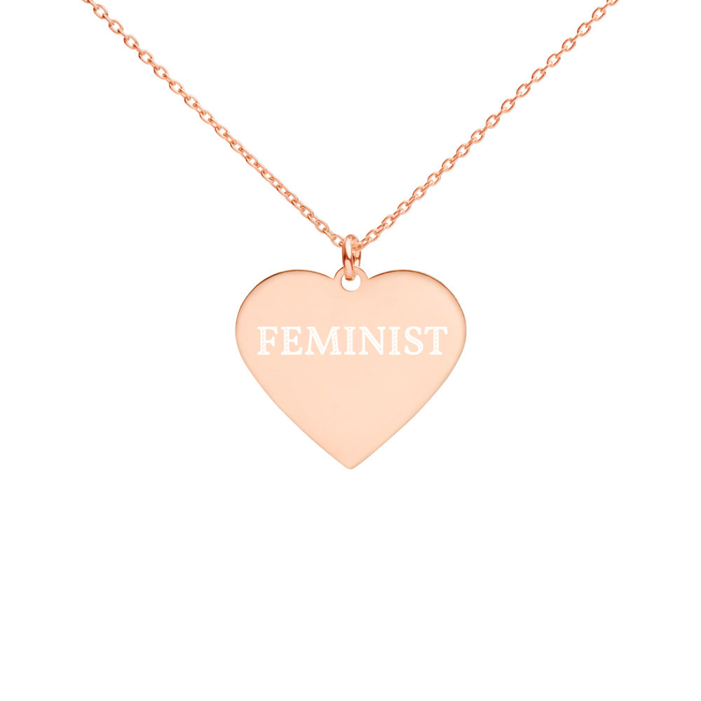 FEMINIST Engraved Silver Heart Necklace