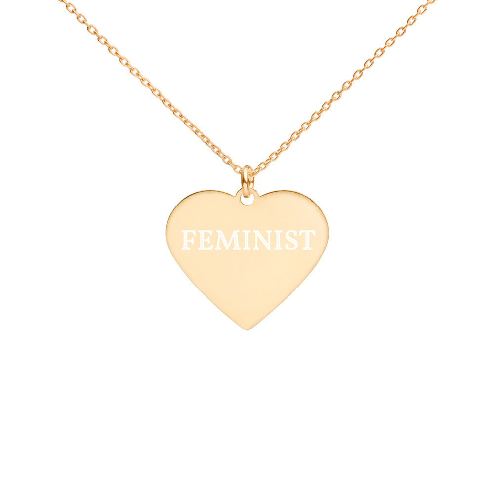 FEMINIST Engraved Silver Heart Necklace