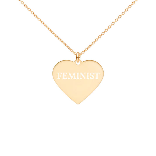 FEMINIST Engraved Silver Heart Necklace