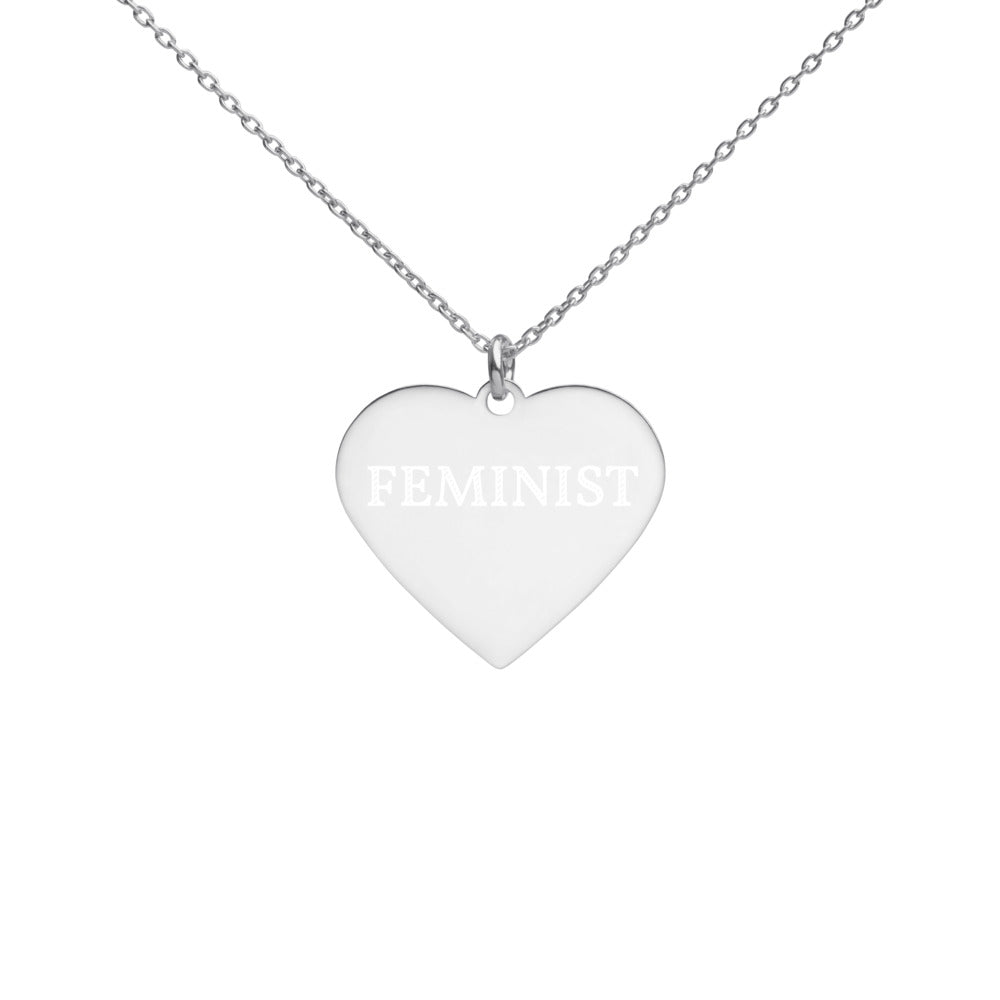 FEMINIST Engraved Silver Heart Necklace